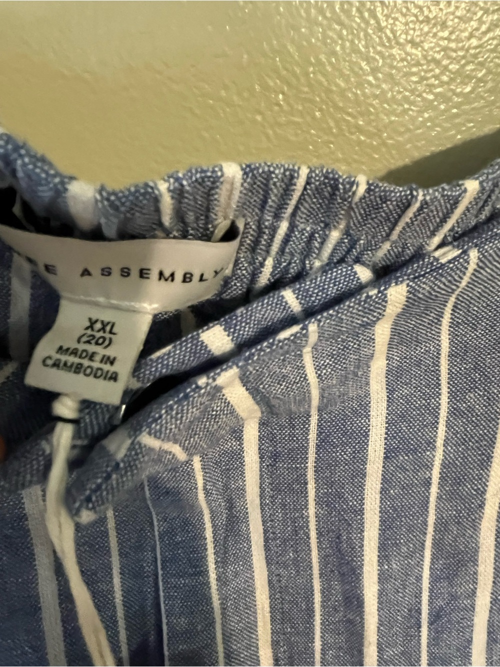 Free Assembly Striped Blue Linen-Blend Womens Coastal Pants Wide Leg 20 NWT - Picture 5 of 13